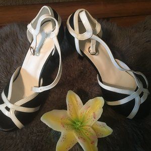 Glamorous Black and White Strappy Heels